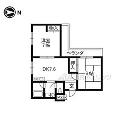 山下マンション 2DKの間取図画像