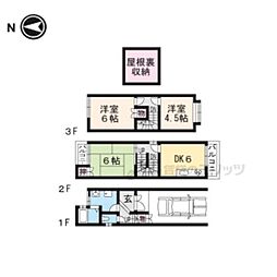 JR山陰本線 太秦駅 徒歩10分の賃貸一戸建て 1階3DKの間取り