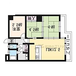 第34長栄ヴィラ大成さが 2階3LDKの間取り