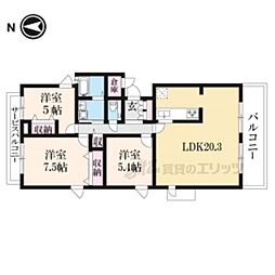 ハウス花ノ木 2階3LDKの間取り