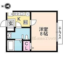 ソレアード 1階1Kの間取り