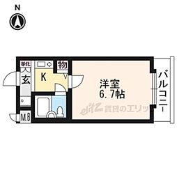 京都市営烏丸線 鞍馬口駅 徒歩7分の賃貸マンション 3階1Kの間取り