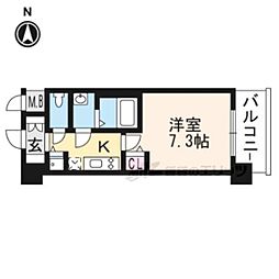 アスヴェル京都壬生EAST 2階1Kの間取り