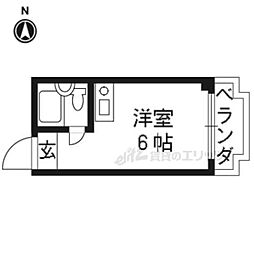 京都市営烏丸線 今出川駅 徒歩3分の賃貸マンション 3階ワンルームの間取り