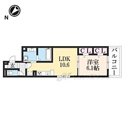 JR山陰本線 花園駅 徒歩5分の賃貸アパート 1階1LDKの間取り