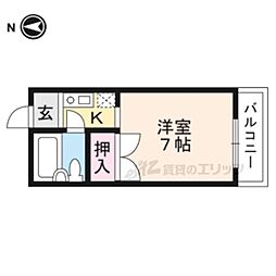 京福電気鉄道嵐山本線 帷子ノ辻駅 徒歩1分の賃貸アパート 1階1Kの間取り