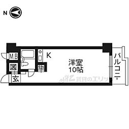 阪急京都本線 大宮駅 徒歩1分の賃貸マンション 7階ワンルームの間取り