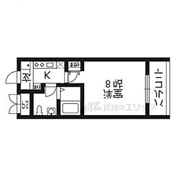 阪急京都本線 西院駅 徒歩17分の賃貸マンション 6階1Kの間取り