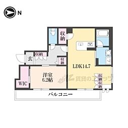 JR山陰本線 二条駅 徒歩8分の賃貸アパート 3階1LDKの間取り