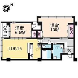 シュシュパルク鹿苑 2階2LDKの間取り