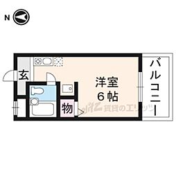 カーサ栗栖 5階1Kの間取り