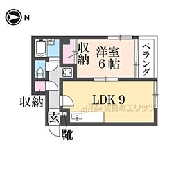 グランドプラス西大路御池 2階1LDKの間取り