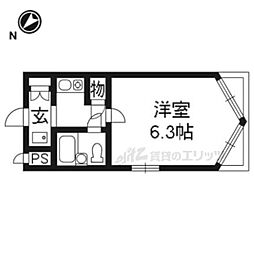 ＤＥＴＯＭ−1鴨川 4階1Kの間取り