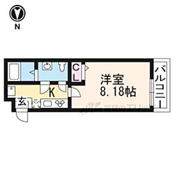 フラッティ花園春日 3階1Kの間取り