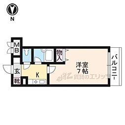 大晋メゾネ四条大宮 4階1Kの間取り