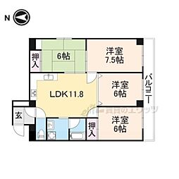 ラサール御所 3階4LDKの間取り
