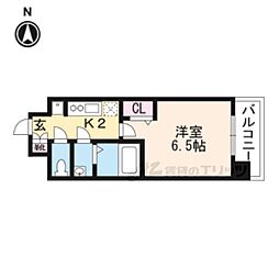プレサンス京都二条京華 3階1Kの間取り