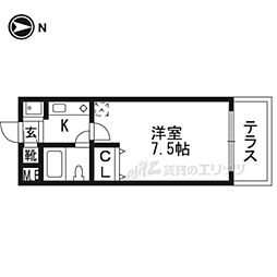マノワール 1階1Kの間取り