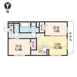FleurII 2LDKの間取図画像