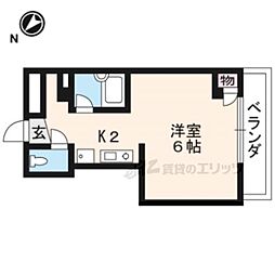京都市営烏丸線 北大路駅 バス20分 鷹峯上ノ町下車 徒歩3分の賃貸マンション 4階1Kの間取り