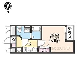 グランデコート西院三蔵 1階1Kの間取り