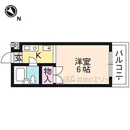 アルティ紫野 4階1Kの間取り