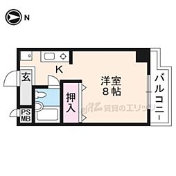 グランパレ 9階1Kの間取り