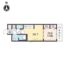 ファステート京都壬生フィエロ 4階1DKの間取り