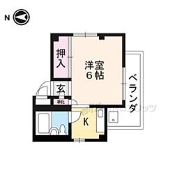 リピエーノ上賀茂 5階ワンルームの間取り