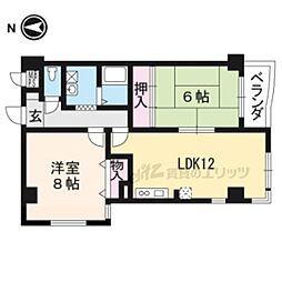 阪急京都本線 西院駅 徒歩3分の賃貸マンション 5階2LDKの間取り