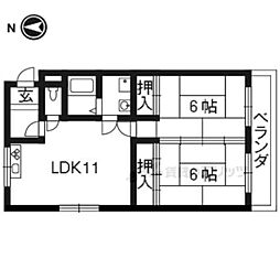 ハイム玉津芝 2階2LDKの間取り