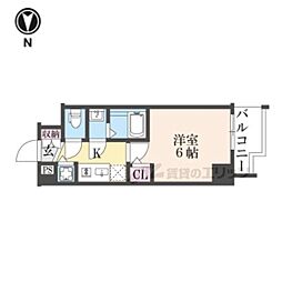 阪急京都本線 西院駅 徒歩8分の賃貸マンション 8階1Kの間取り