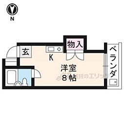 京都市営烏丸線 北大路駅 バス10分 常徳寺前下車 徒歩8分の賃貸マンション 2階ワンルームの間取り