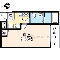 サントス堀川紫明 1Kの間取図画像