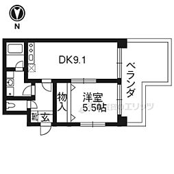 エターナルコート三条 1DKの間取図画像