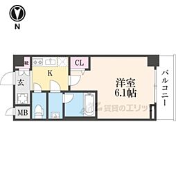 エステムコート京都西院 1Kの間取図画像