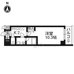 アスヴェル京都御所前3 1Kの間取図画像