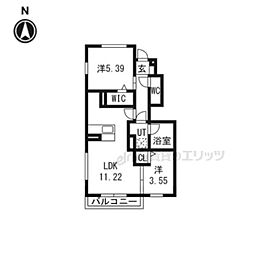 Livra紫竹 2LDKの間取図画像