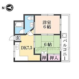 蔭山ビル 2LDKの間取図画像
