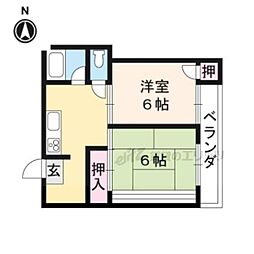 紫竹ハイム 2DKの間取図画像