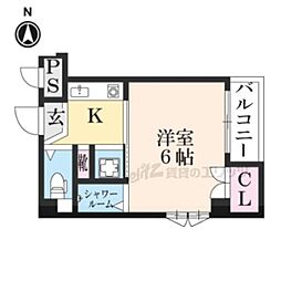 メゾン山城 1Kの間取図画像