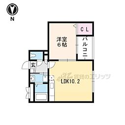 ベルビュー太秦 1LDKの間取図画像