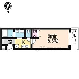 メイプルリーフ嵯峨野 1Kの間取図画像