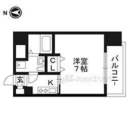 ベラジオ四条烏丸 1Kの間取図画像