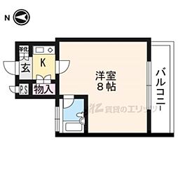 ヴィラエトワール西院 1Kの間取図画像