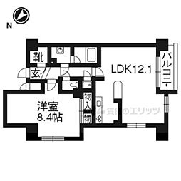 レジディア洛北 1LDKの間取図画像