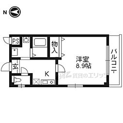 ヴィラ西裏 1Kの間取図画像