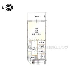 MESAVERDE北山2 1Kの間取図画像