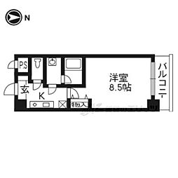 グランコスモ出町柳 1Kの間取図画像