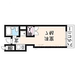 京都市営烏丸線 鞍馬口駅 徒歩8分の賃貸マンション 2階1Kの間取り